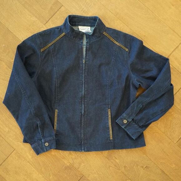 Vintage Pendleton Trucker Jacket Womens L Blue Denim Stretch Western Full Zipper - Picture 1 of 10